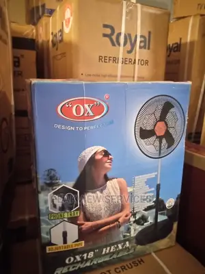 Brand-New OX'' Hexa RF-1618 Rechargeable Standing Fan
