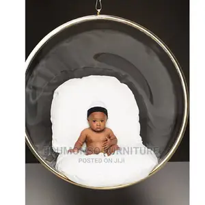 Hanging Bubble Chair With Stand - Gold