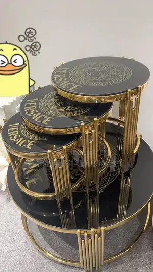 Black Marble Center Tables With 3 Side Tables