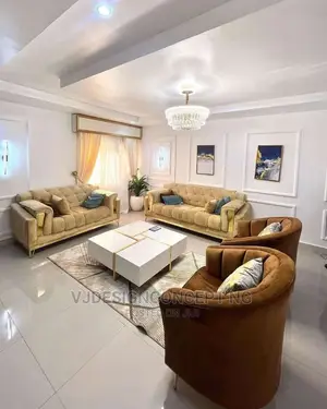 Modern 7 Seater Living Room Fabric Made Royal Sofa Chair.