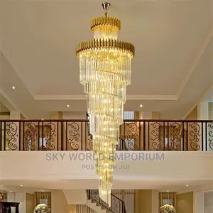 Modern Long Spiral Chandeliers Crystals for Staircase