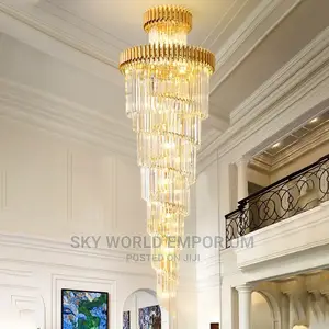 Modern Long Spiral Chandeliers Crystals for Staircase