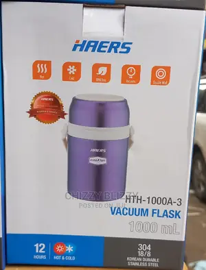 Haers 24hrs Hot and Cold Insulated Vacuum Food Flask (1000ml