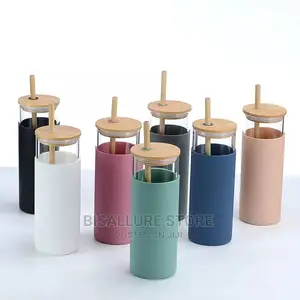 500ml Silicon Glass Bamboo Cup