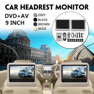Car Seat 9" Headrest Biege Universal Dvd+Av Monitor Player(Formatic)