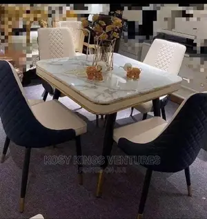 Luxurious Marble Dinning Table With Four Leather Seats