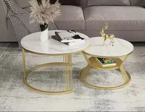 Royal Gold Marble Center Table With Extension