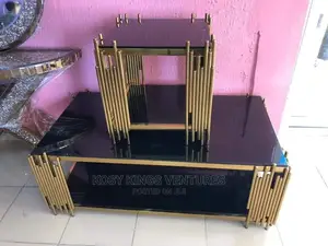 Royal Glass Top Center Table With Two Side Stools