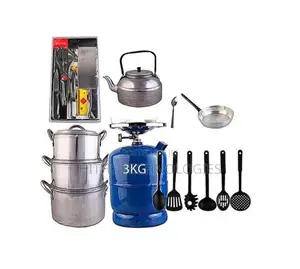 3kg Gas Cylinder, Pots +Kettle +Frying Pan + Kitchen Utensil