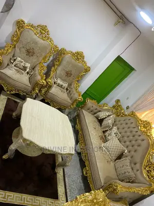 Luxury 7 Seater Living Room Fabric Made Royal Sofa Chair.