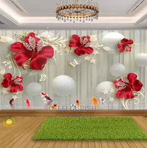 Reddish Flowery Wall Murals