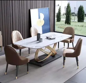 Marble Top Dining Table Set With 6 Chairs