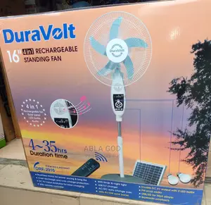 Duravolt 16 Inches Rechargeable Solar Fan With Audio.
