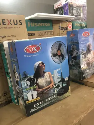 Ox Hexa Rechargeable Fan 18 Inches Adjustable Legs