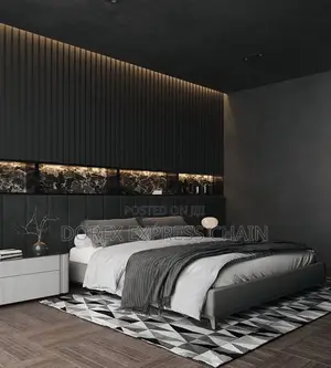 Bedframe With Bed Side And Wall Cladding