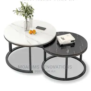 2in1 Wooden Center Table Marble Imitation