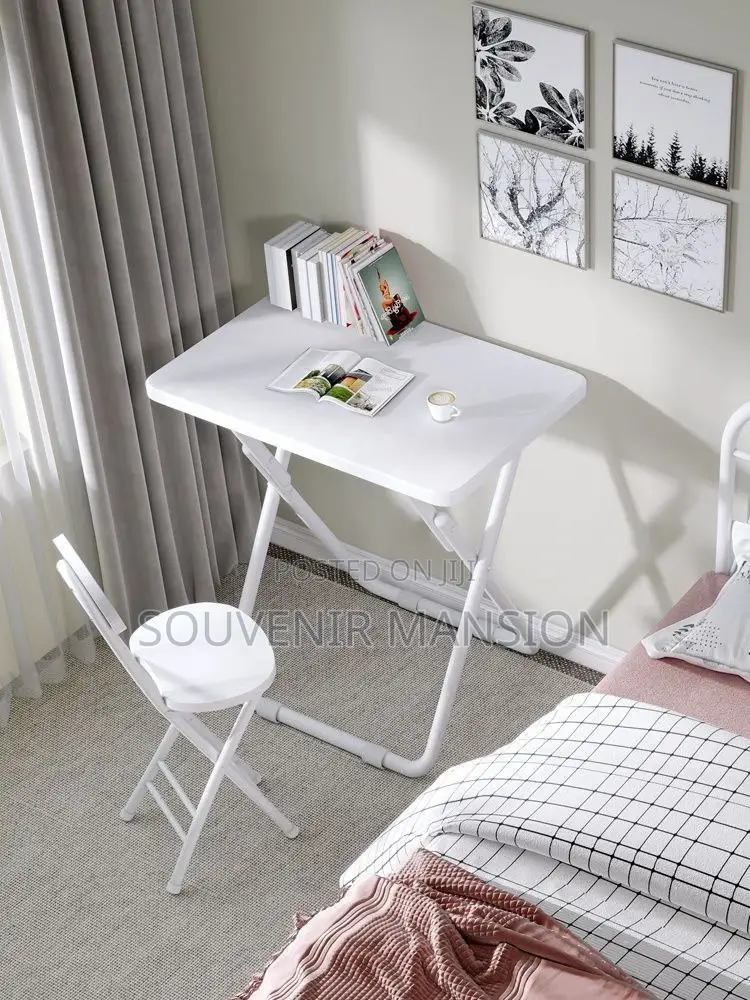 Foldable Study Table and Chair (White Maple )