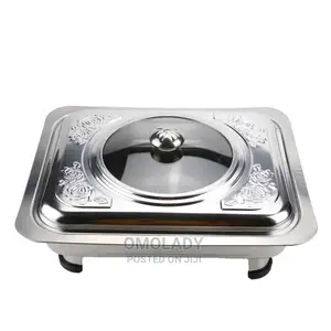 Fast Food Dish Stainless Steel With Glass Cover Ware 30x40cm