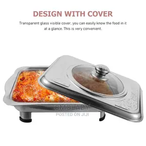 Fast Food Dish Stainless Steel With Glass Cover Ware 36x26cm