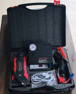 High-Power Jump Starter KIT + Power Bank and Tyre Inflator.