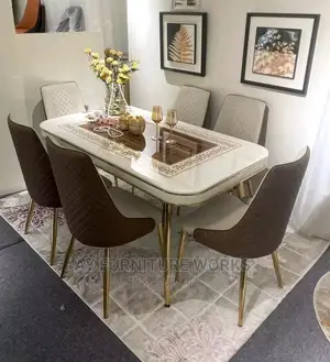 Real Marble Top, 6 Man Dinning Set