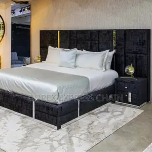 Padded Bedframe and Bedside Drawer