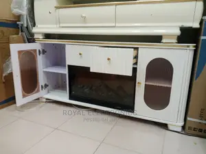 Authentic White Fireplace TV Stands With Double Drawer