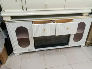 Authentic White Fireplace TV Stands With Double Drawer