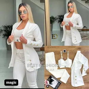 Quality Female 3 Piece White Suit