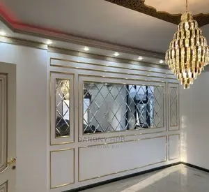 Diamond Glass Wall Decor With Gold Finishes