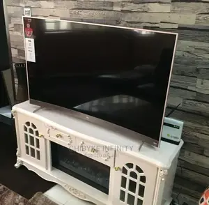 White Tv Console With Fire Place. For Home, Hotel Etc.