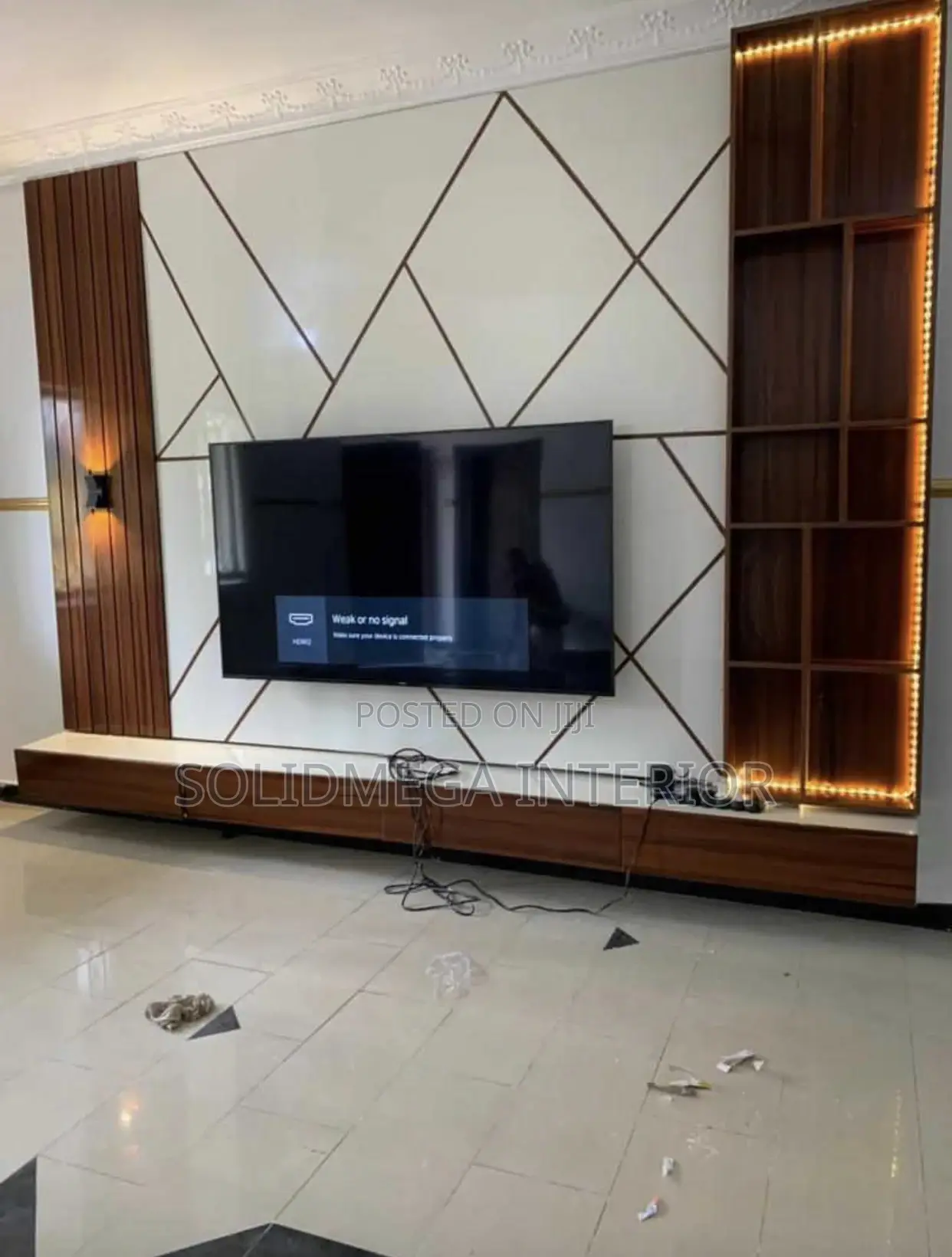 Solid Interior Full Wall Tv Stand