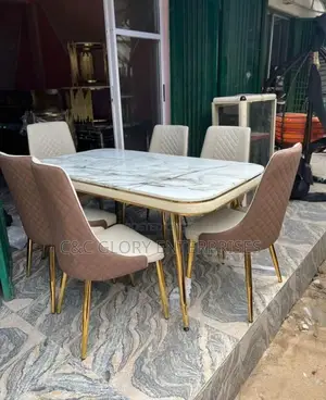 Marble Top Dining Table Set With 6 Chairs