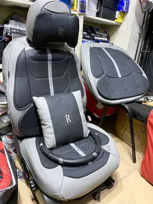 5 Seater High Leather Car Seat Cover Gray and Black