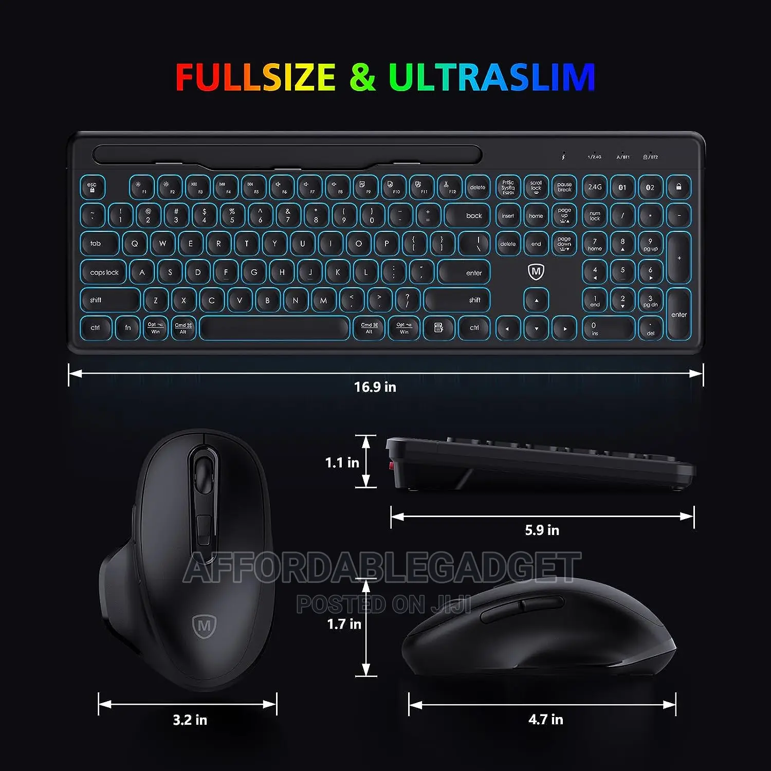 Bluetooth Wireless Keyboard and Mouse With Backlit