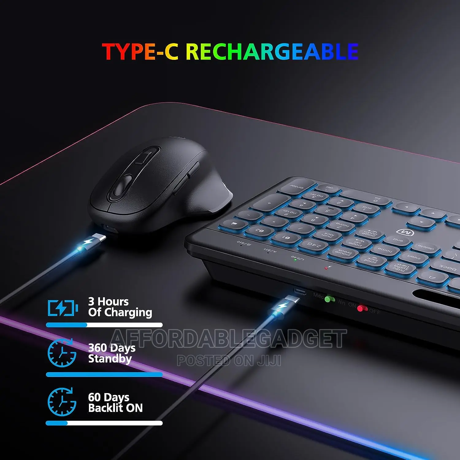 Bluetooth Wireless Keyboard and Mouse With Backlit