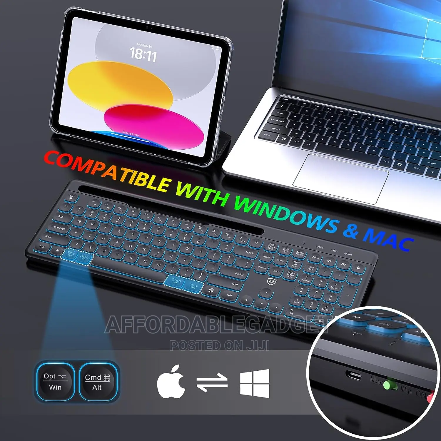 Bluetooth Wireless Keyboard and Mouse With Backlit