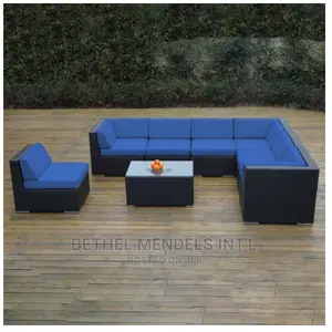 Blue Cushions Rattan Furniture Sofa Chair for Outdoor Use