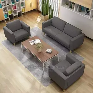 6 Seater Grey Fabric Sofa