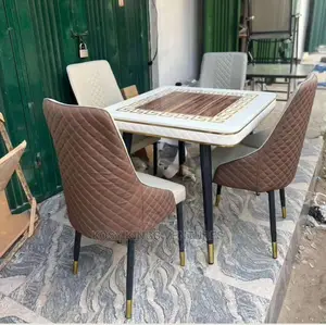 Versace Marble Dining Table With Four Leather Seats