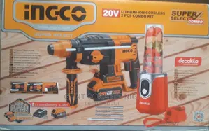 INGCO 20V Lithium-Ion Cordless 2 PCS Combo Fit Rotary Hammer