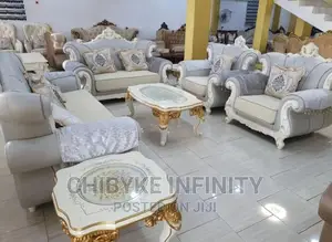 Luxury 7 Seater Living Room Fabric Made Royal Sofa Chair