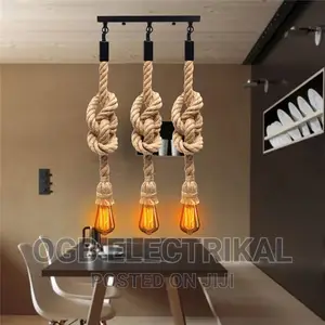 Three Head Hemp Rope Pendant Lamp