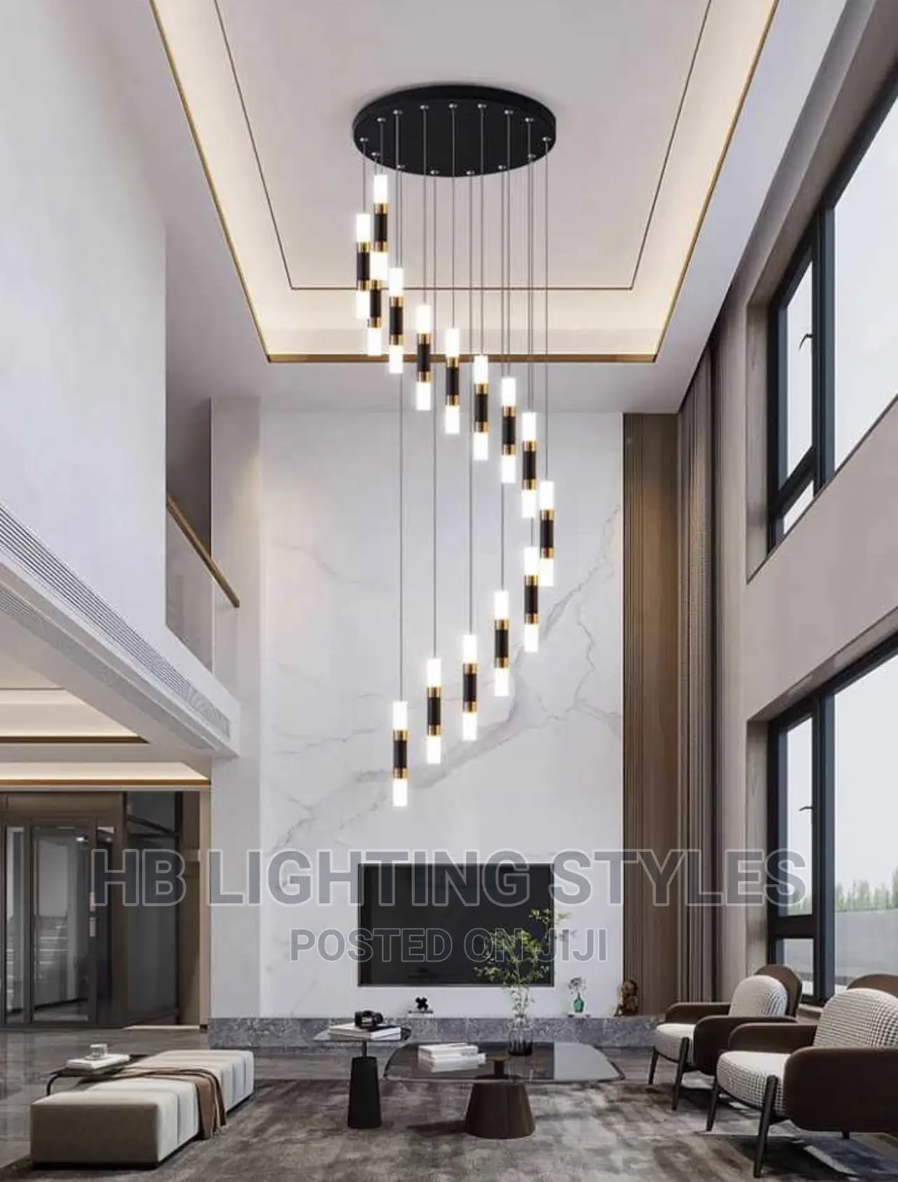 20 Drops Led Duplex Staircase Chandelier Light