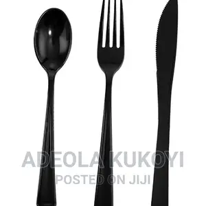 40 Packs of Black Disposable Plastic Cutlery