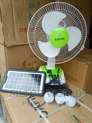 12" Cafini Rechargeable Ac/Dc Fan With 3 Led Bulbs