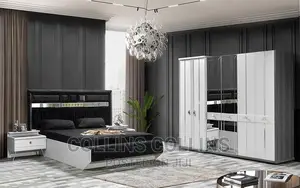 Luxury Turkish Bed With Side Mirrors and Wardrobe
