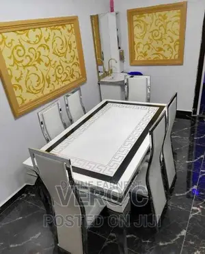 Luxury Versace Marble Top Dining Table and 6 Chairs