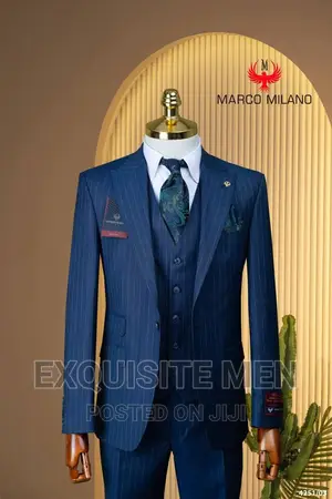Marco Milano Official Stripe One Button Turkish Men's Suit