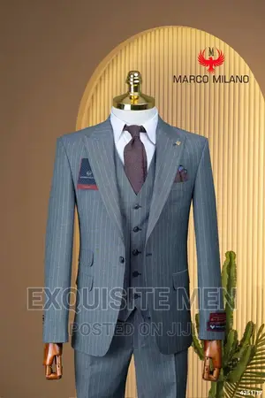 Marco Milano Official Stripe One Button Turkish Men's Suit